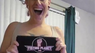 Major_Freak unboxes her Fisting Planet T-shirt with excitement!